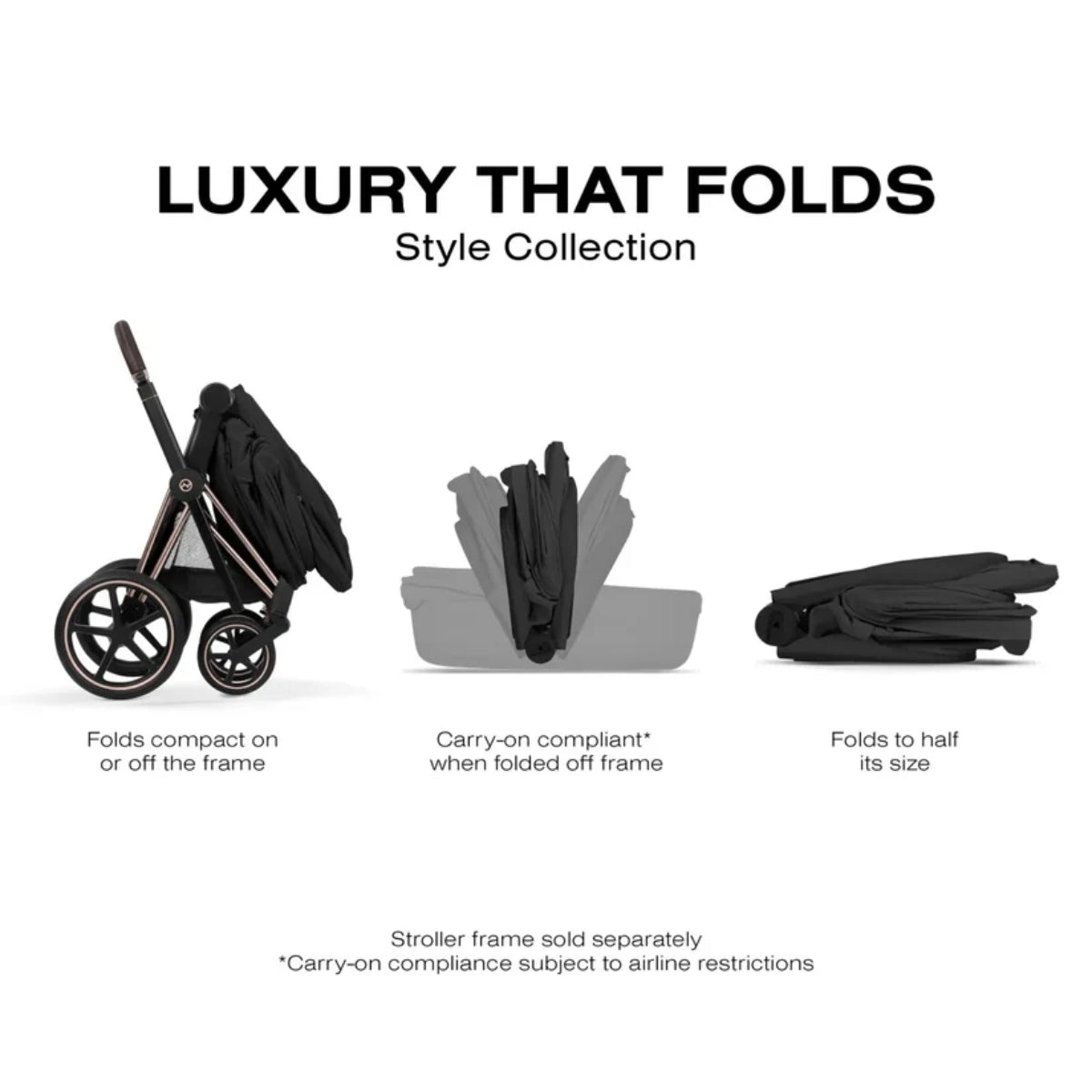 CYBEX PRIAM Fold Lux Carry Cot - Style Collection Sepia Black - Fold, Store, Travel